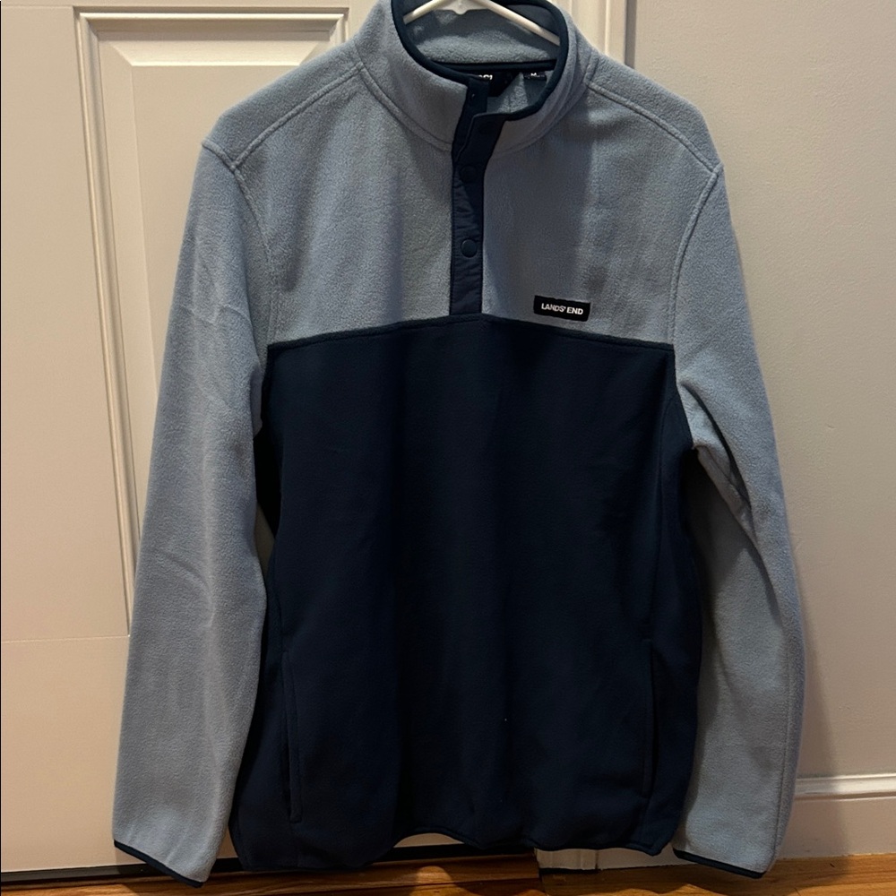 Lands' End Light blue and Navy Fleece Pullover Womens Medium